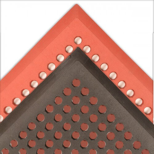 Choice 3' x 5' Red Rubber Grease-Resistant Anti-Fatigue Floor Mat with  Beveled Edge - 1/2 Thick