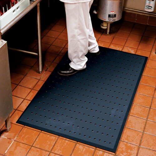 Anti-Fatigue Black Nitrile Rubber Mat 3x5 for Grease, Oil, Chemicals Shops