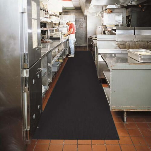 Notrax 750R2150BL V-Groove Corrugated Runner Floor Protector Mat, 1/8 in x 2 ft W x 150 ft L, Rubber, Black