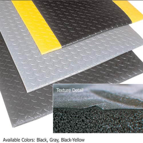 1/2 Thick Diamond Surface Anti Fatigue Industrial Mat 2' x 4'  Black 
