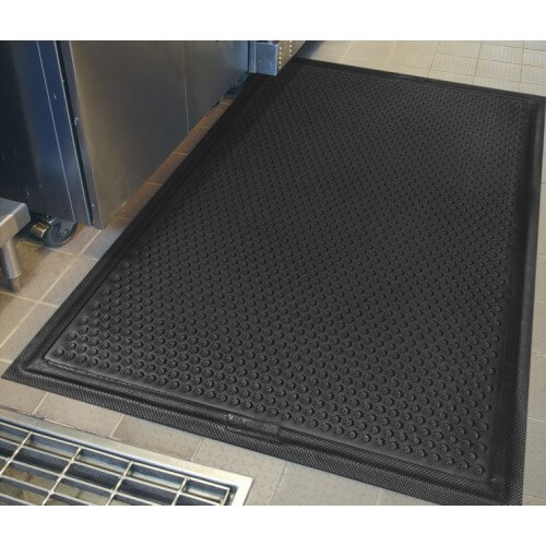 Ribber Corrugated Rubber Runners Mat 4' width Yellow Border 1/8 thick 