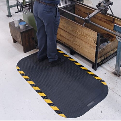 Conductive Anti Fatigue Floor Mat Kit, 3 Ft. x 5 Ft., Black w/Yellow  Striped Border